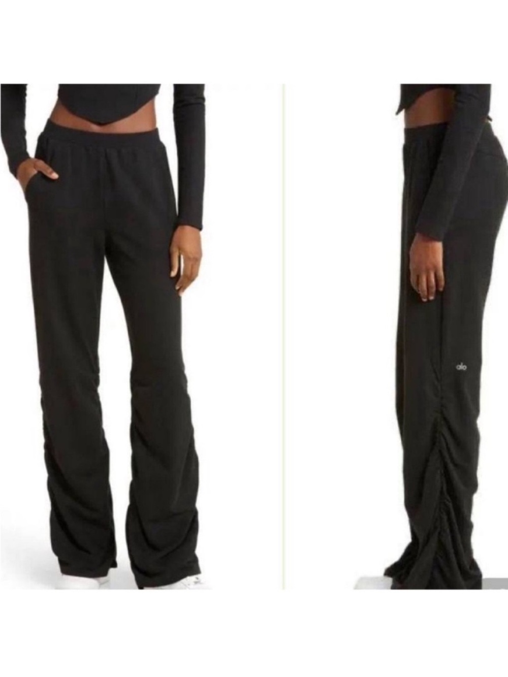 Alo Yoga Black Ruched Soft Sculpt French Terry Pants Small
